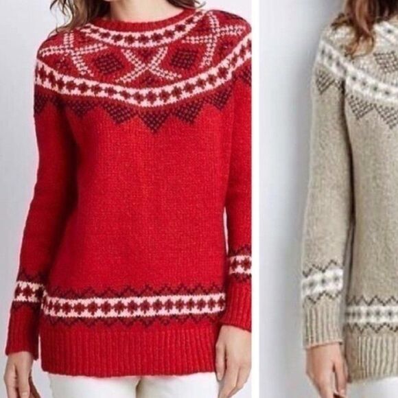 J Jill Fair Isle Sweater Red Size Medium New w Tags - Picture 4 of 5